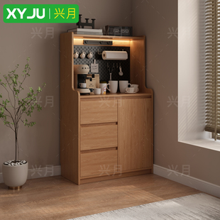 定制实木餐边柜现代简约 2026新款小尺寸靠墙一体储物柜厨房碗柜