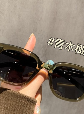 橄榄绿猫眼墨镜女款2025新款高级感偏光防紫外线太阳眼镜可配近视