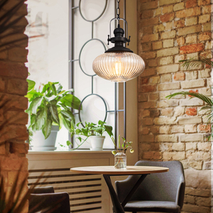 美式复古餐厅吊灯单头吧台灯创意个性阳台过道楼梯工业风玻璃灯具
