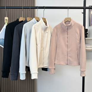 LU款小蛮腰修身奥粒绒防风加绒加厚户外抓绒衣立领卫衣外套内胆女