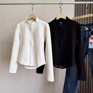 外套夹克女春季 细腻复合双面科技摇粒绒开衫 石墨烯发热 Lu同款