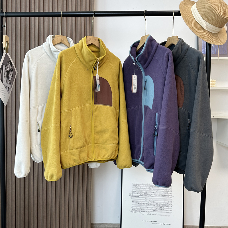 暖摇粒绒双面绒撞色口袋内胆外套