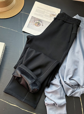 柜上700+lu家软乎乎莫代尔休闲高腰瑜伽裤女黑色直筒裤垂感高级感