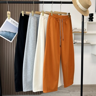 春休闲显瘦宽松高腰运动阔腿香蕉裤 梨子bi入 侧拼接立体弯刀卫裤