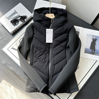 空气棉长袖连帽绗缝羽绒棉服外套