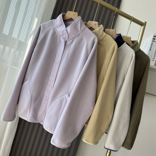 200D细腻万粒绒外套女冬设计感拼布宽松显瘦休闲立领夹克保暖上衣