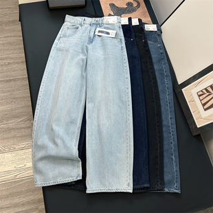 日单代工厂!秋季神裤复古牛仔弯刀裤高腰宽松廓形老爹裤长裤女秋