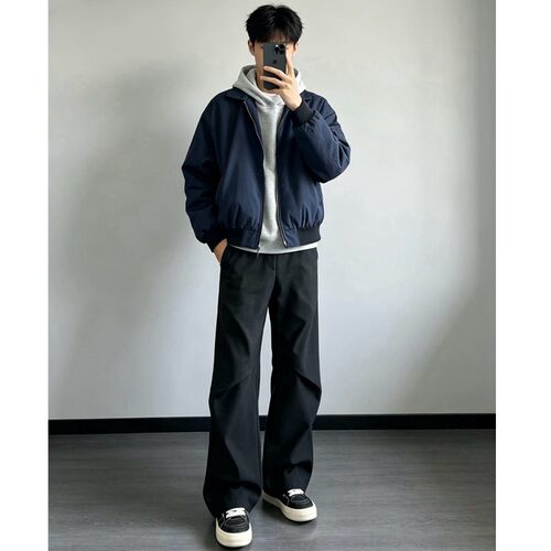 逆哲studios翻领飞行夹克男美式短款休闲潮牌cleanfit外套高级感