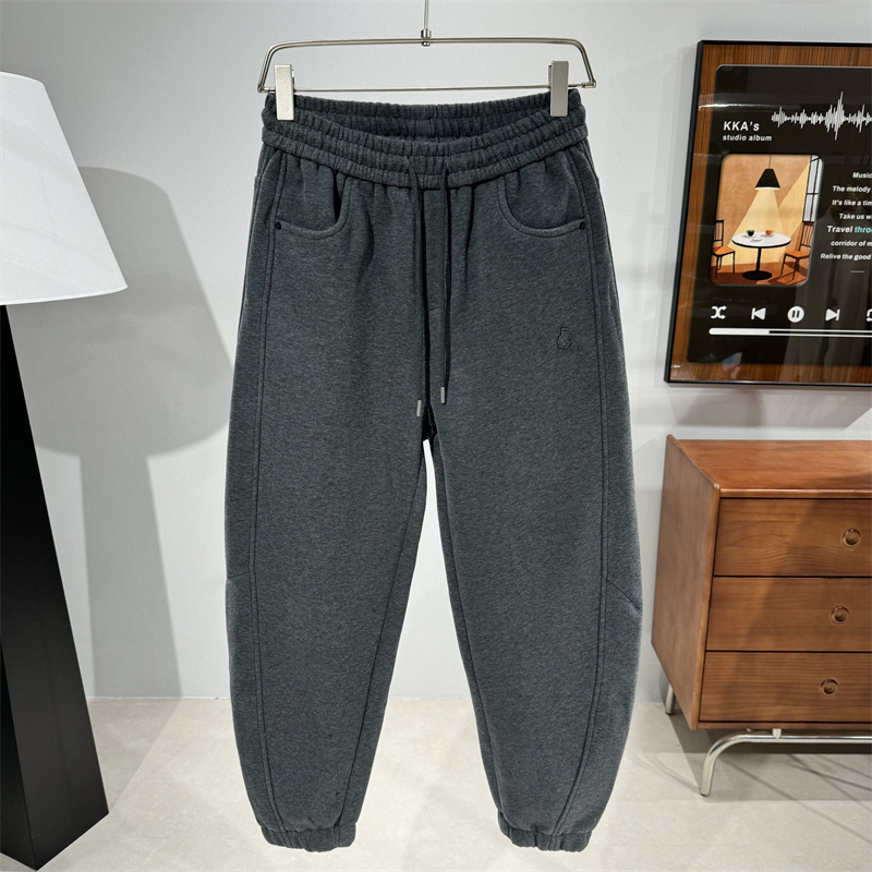 冬季纯色百搭加绒卫裤男