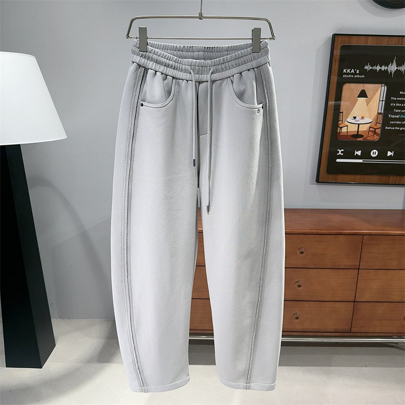 2026新款松紧腰抽绳休闲裤男立体剪裁宽松萝卜裤时尚帅气运动卫裤