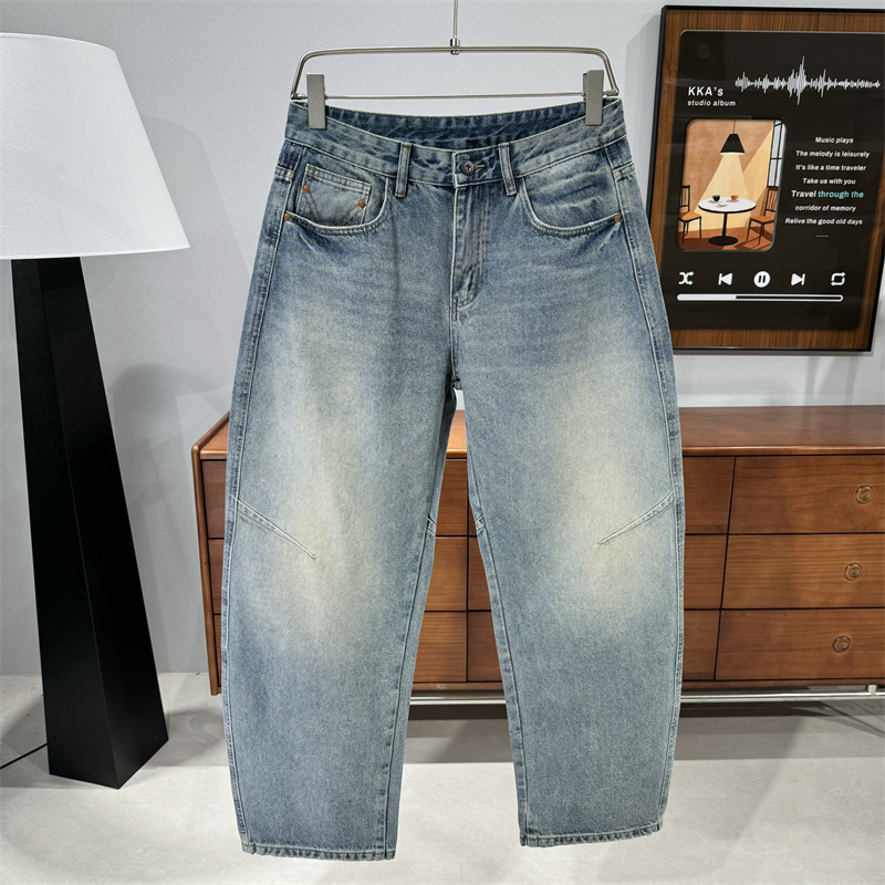 潮流水洗牛仔裤男秋冬季垂感长裤