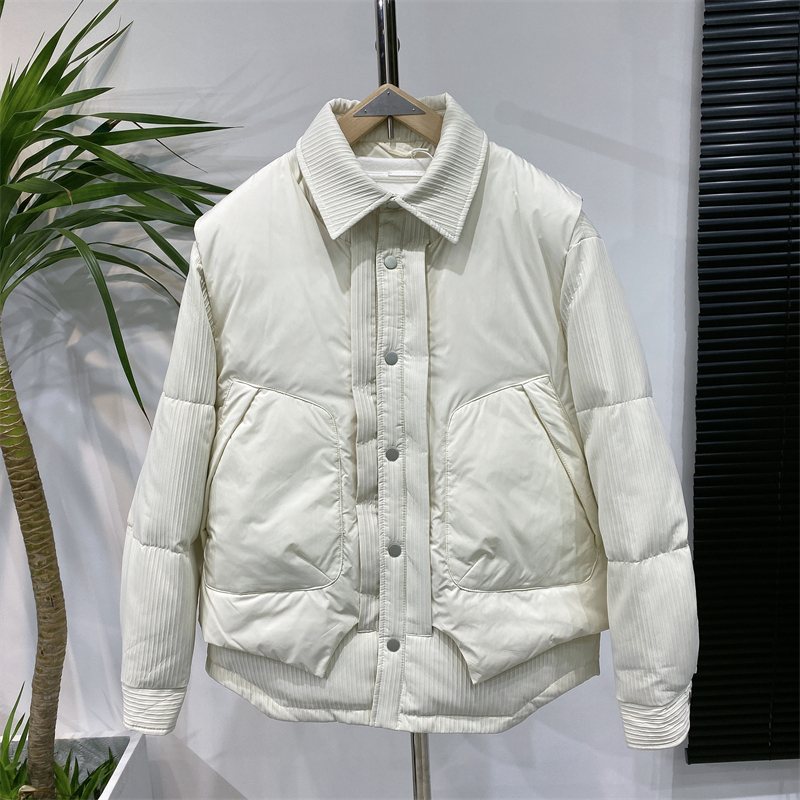 翻领羽绒马甲白鸭绒加厚两件套