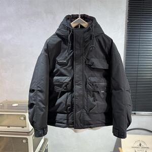 机能风多口袋工装羽绒服男冬季宽松防寒冲锋衣白鸭绒休闲短款外套