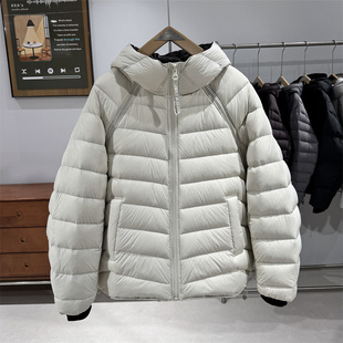 户外轻量化连帽羽绒服男士2026冬季90白鸭绒加厚保暖排骨绗缝外套