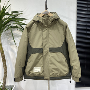 秋冬拼色连帽棉衣男士潮流青年百搭棉服时尚帅气二棉夹克上衣外套