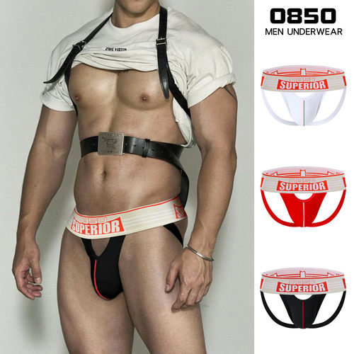 镂空破洞丁字裤性感男士棉质情趣运动内裤同志T-back