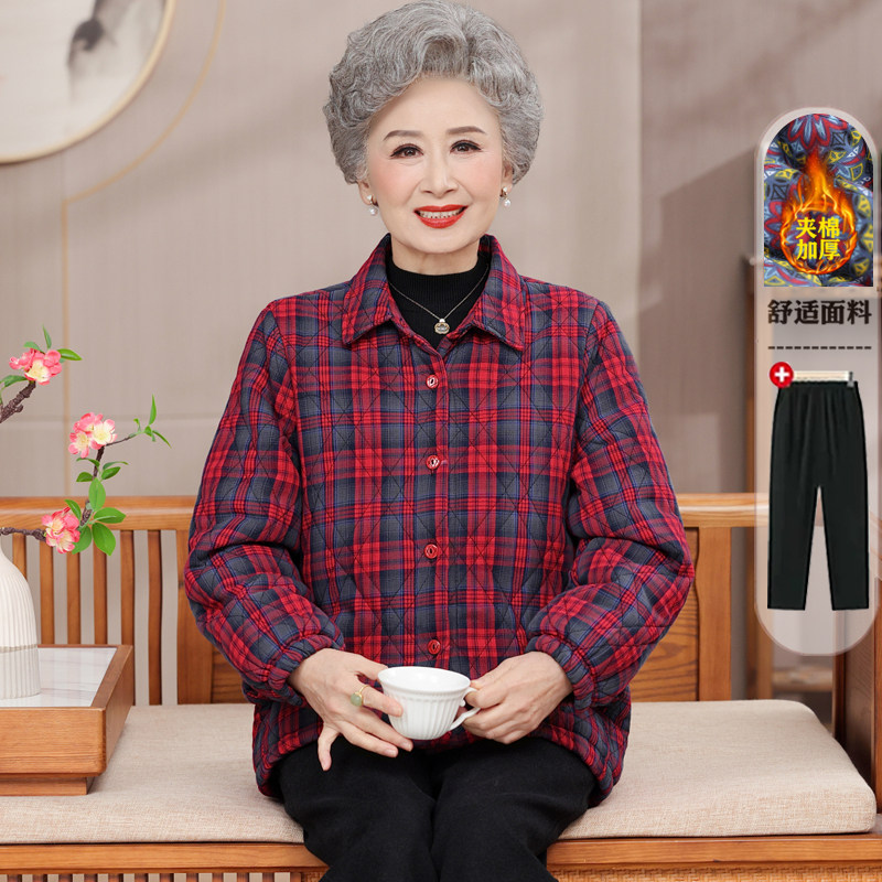 妈妈装纯棉轻薄夹棉秋冬棉服
