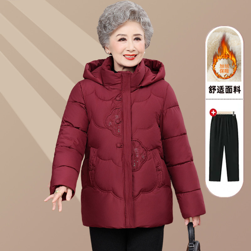 奶奶冬季棉袄女中老年人棉衣加绒