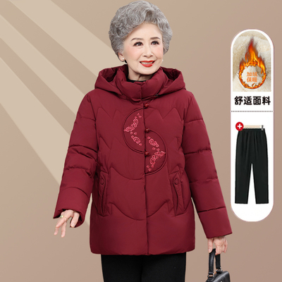 奶奶冬装加绒加厚棉服老太太棉袄