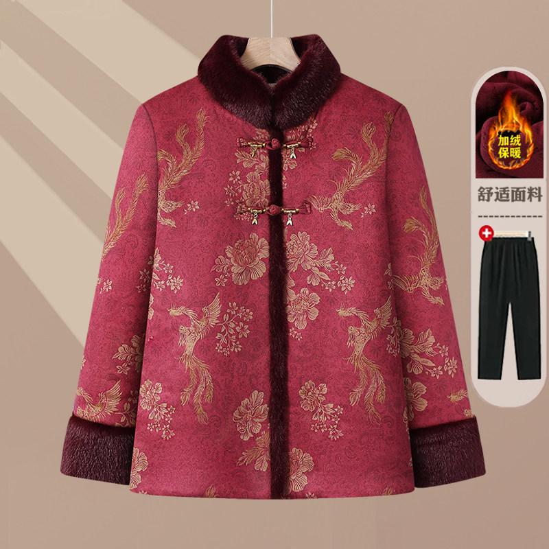 中老年女立领加厚保暖洋气棉服
