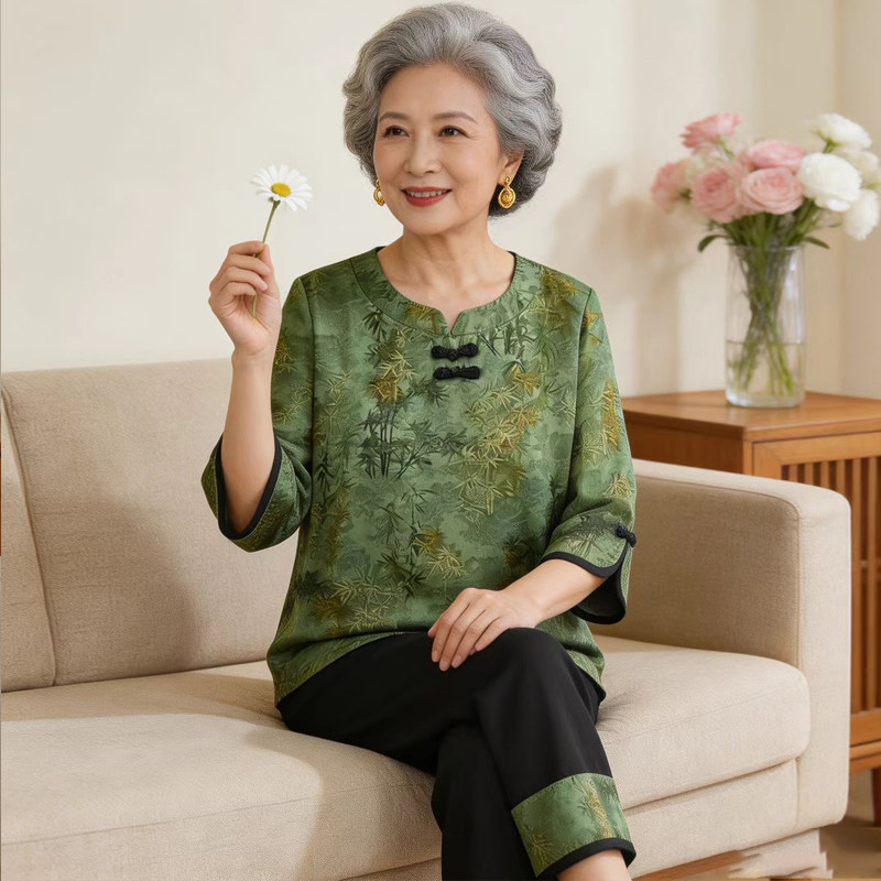 中老年女装夏季新款休闲套装大码