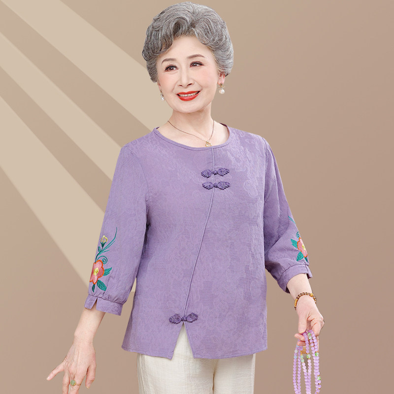 中老年女装奶奶棉麻减龄两件套