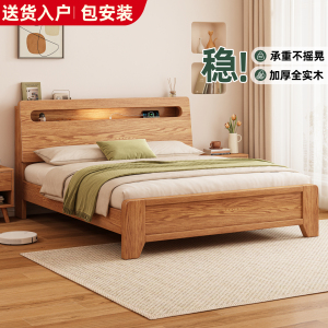 实木床简约现代1.8米双人床架经济型工厂直销出租房家用1.2单人床