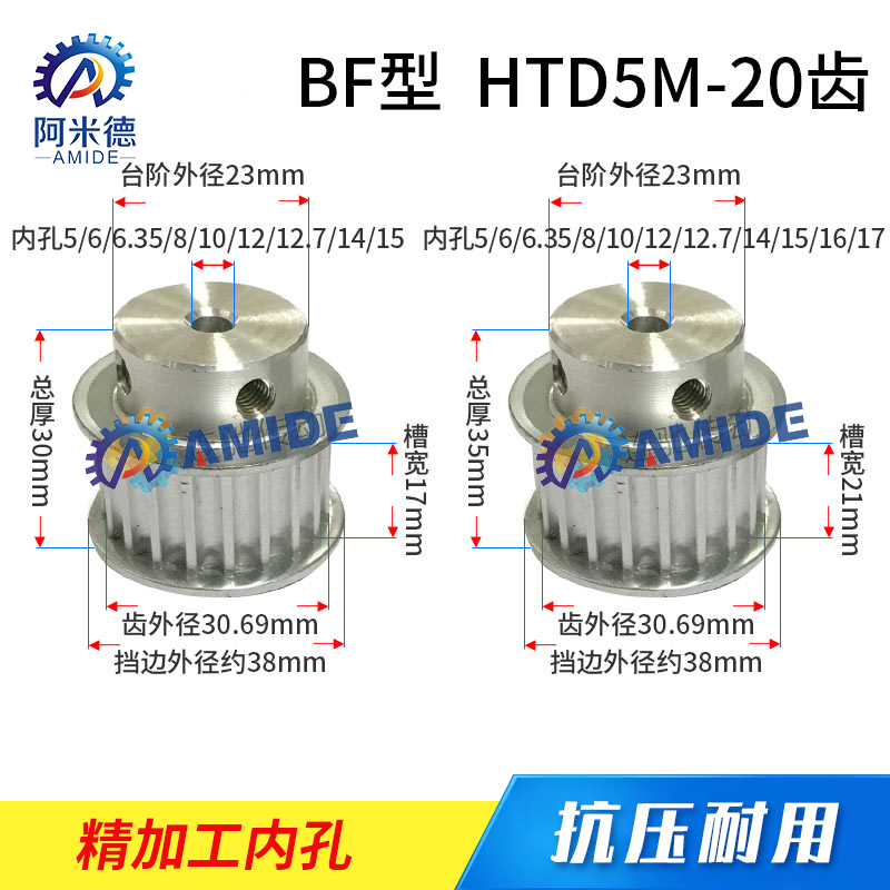 同步轮 同步带皮带轮 5M 20齿 20T 5/6/6.35/8/10/12/14/15/ BF