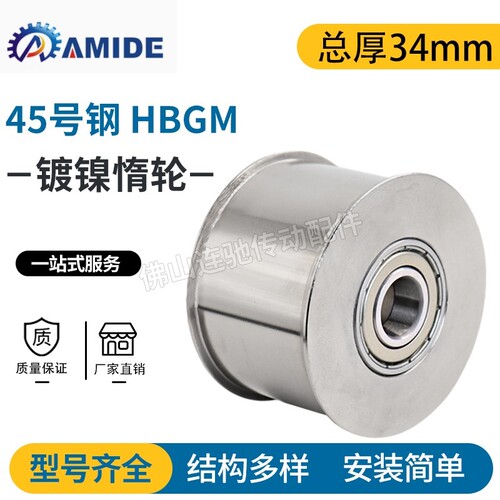 平皮带用惰轮 HBGM镀镍ENG02光轮带轮 调节导向轮宽度 (T)6～32mm