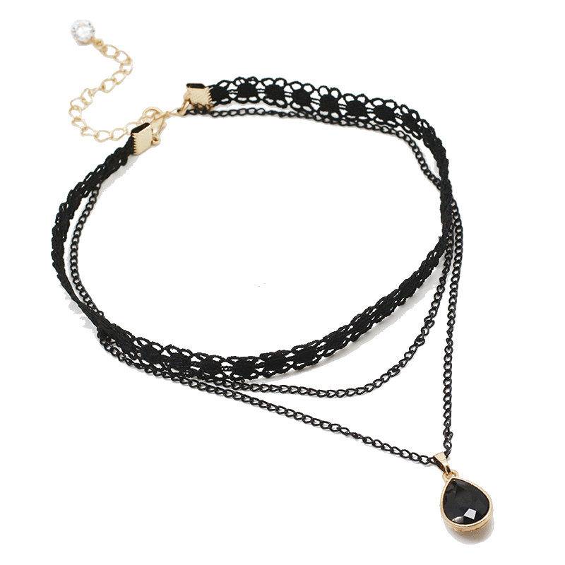 原宿复古蕾丝三层黑色个性颈圈