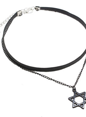 秋冬韩版脖子饰品女六芒星项圈