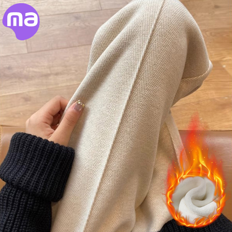 孕妇裤子秋冬款加绒加厚外穿2025新款阔腿裤抽绳无托腹大码直筒裤