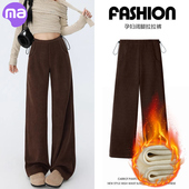 子春秋季 外穿不勒肚子阔腿裤 秋冬加绒休闲小个子直筒裤 孕妇裤 秋装