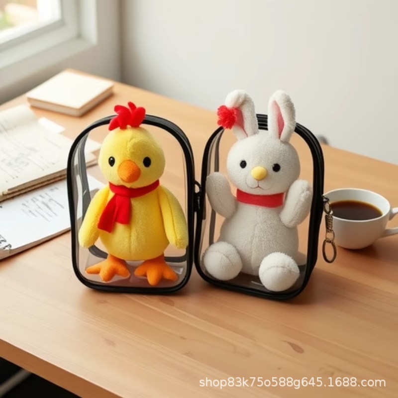 跨境爆款收纳溜娃包PVC高透立体防尘储物晒手办盲盒展示盒化妆包