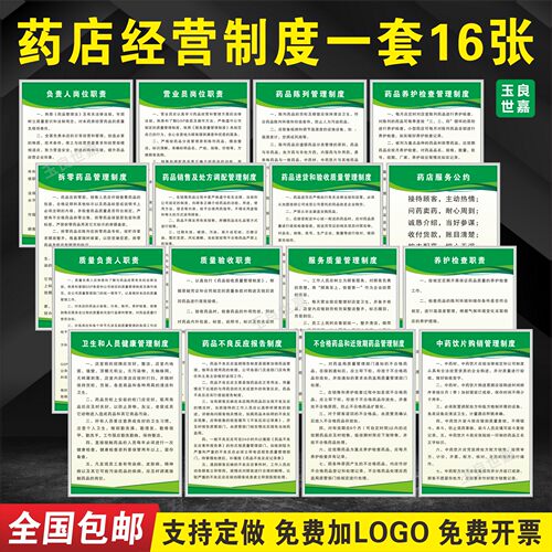 药房药店经营工作管理制度牌