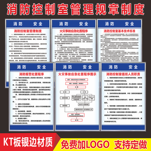 消防控制室安全管理制度牌消防检查制度火灾应急处理流程处置图