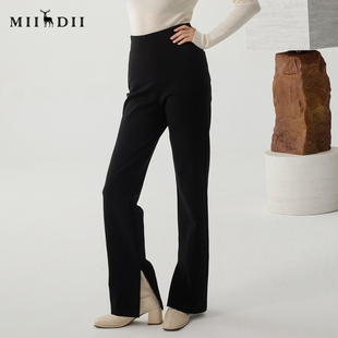 244MK1684 开叉微喇裤 谜底磨毛喇叭裤 长裤