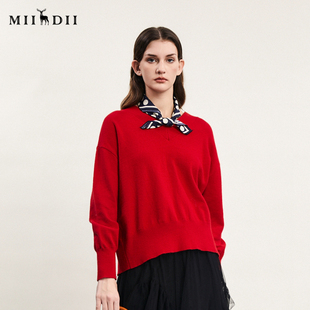 谜底套头针织衫 红毛衣241MZ0349