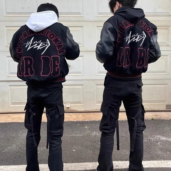 字母刺绣学生潮流外套男棉衣夹克