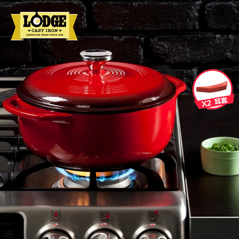lodge珐琅l酒红色珐琅铸铁锅