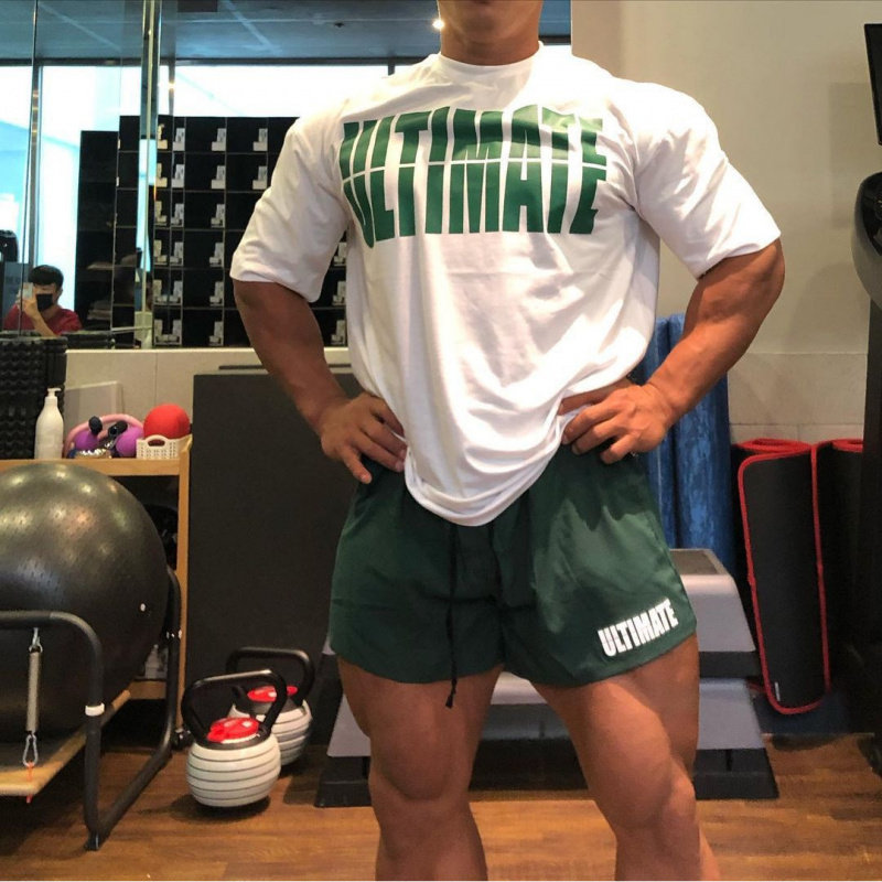 男女同款运动速干美式健身短裤弹