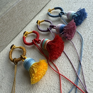 DIY编织金刚结绳钥匙扣挂穗 手搓棉藏式棉线流苏穗子 包挂吊穗