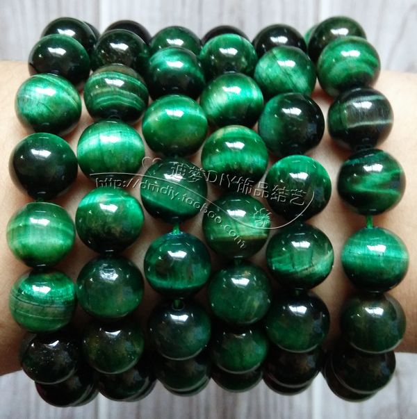 DIY手链串珠饰品配件隔珠/6/8/10/12MM纯天然绿虎眼睛石散珠