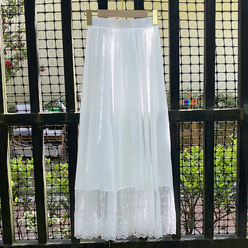 纯棉蕾丝花边汉服打底裙轻薄透气