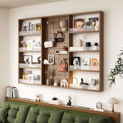 沙发后洞洞板置物架窄墙边长条柜