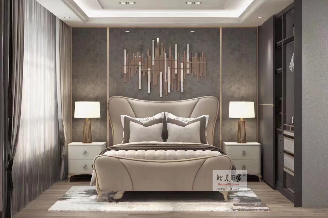 美式克实木6尺双人床星畔巴黎主卧婚床现代简约法式小户型软包床