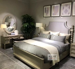 北美美克art床莫里印象美家轻奢实木6尺5尺橡木香槟色婚4冰柱床