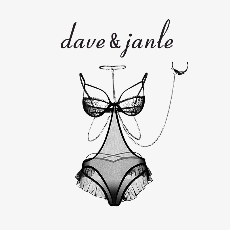 英国 Dave&Janle 新款小胸免脱性感纯欲大尺度连体衣套装女礼盒装