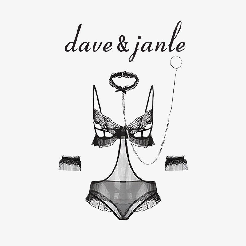 英国 Dave&Janle 性感刺激睡衣纯欲蕾丝透视免脱连体衣禁欲礼盒装