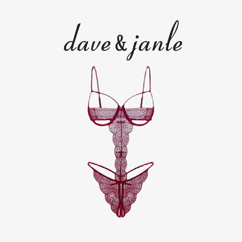 英国 Dave&Janle 法式性感钢圈聚拢蕾丝镂空开衩诱惑连体衣礼盒装